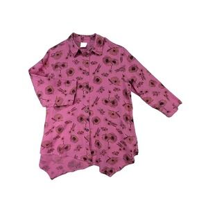 Click Color Me Cotton Linen Top Womens M Pink Whimsical Art Cottagecore Eclectic